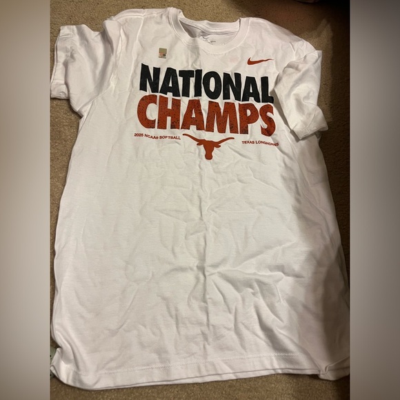 Nike White Texas longhorns softball 2025 national championship Tee - Picture 1 of 2